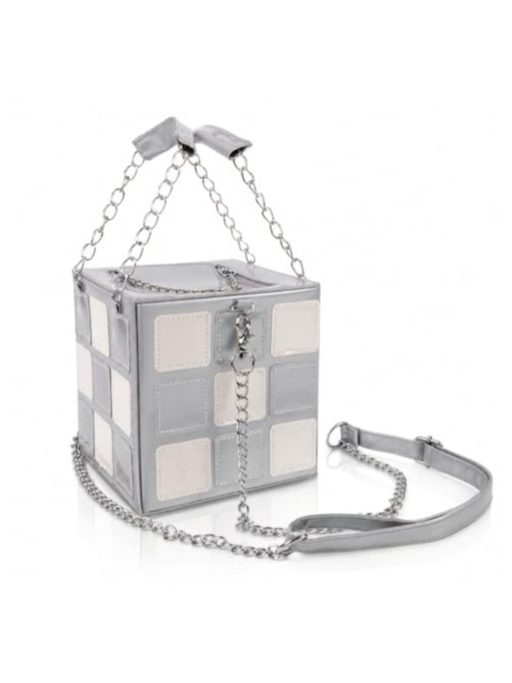 PU Leather Cube Crossbody Bag Removable Adjustable Strap Clutch Shoulder Bag